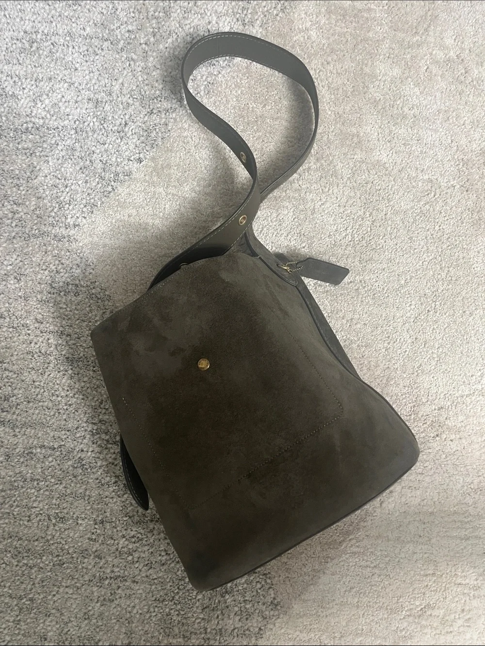 Coach Suede Bleecker Bucket Shoulder Bag in Dark Olive